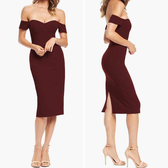 DRESS THE POPULATION DRESS M BURGUNDY FALL WEDDING GUEST SHORT COCKTAIL FESTIVE - Picture 1 of 13